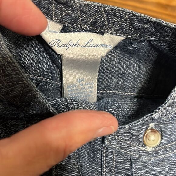 Ralph Lauren Short Sleeved Denim Dress w/belt Size 9 months - Picture 3 of 6